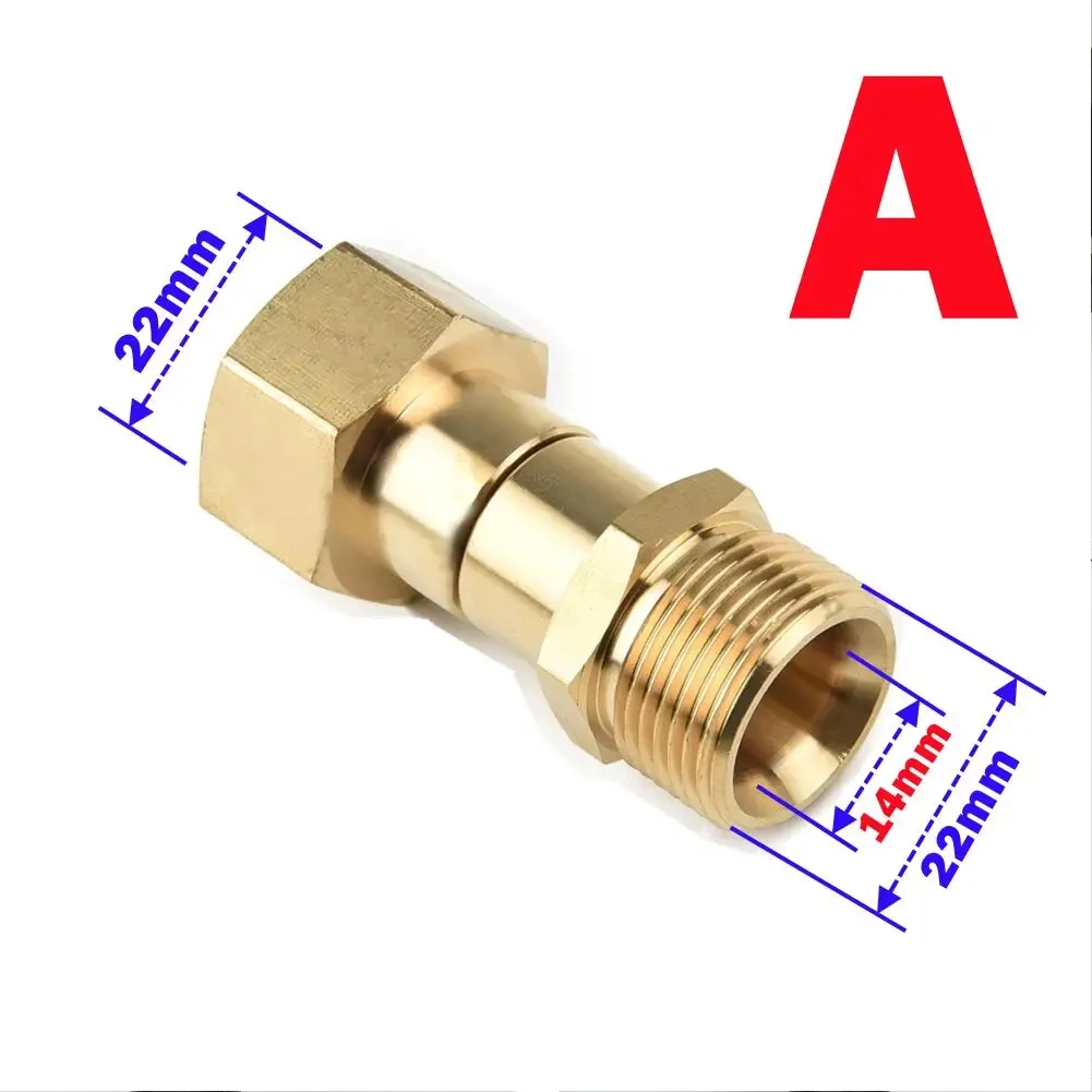 Brass High Pressure Washer Swivel Joint Connector Hose Fitting M22 14mm Thread 360 Degree Rotation Hose Sprayer Connector