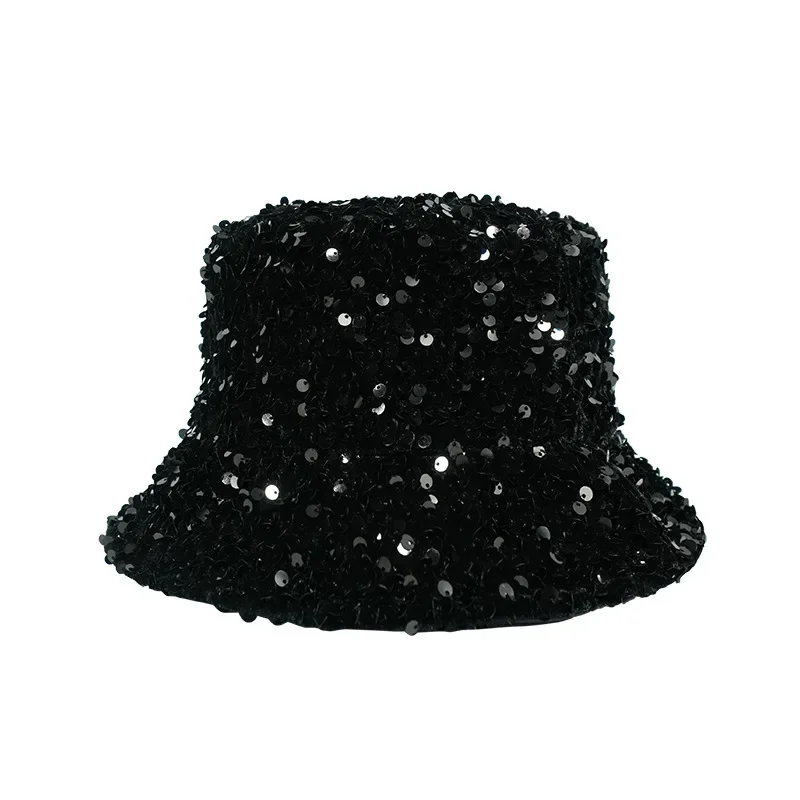 2024 New Man Woman Glitter Sequins Bucket Hat Fisherman Hat Folded Windproof Panama Hats Female