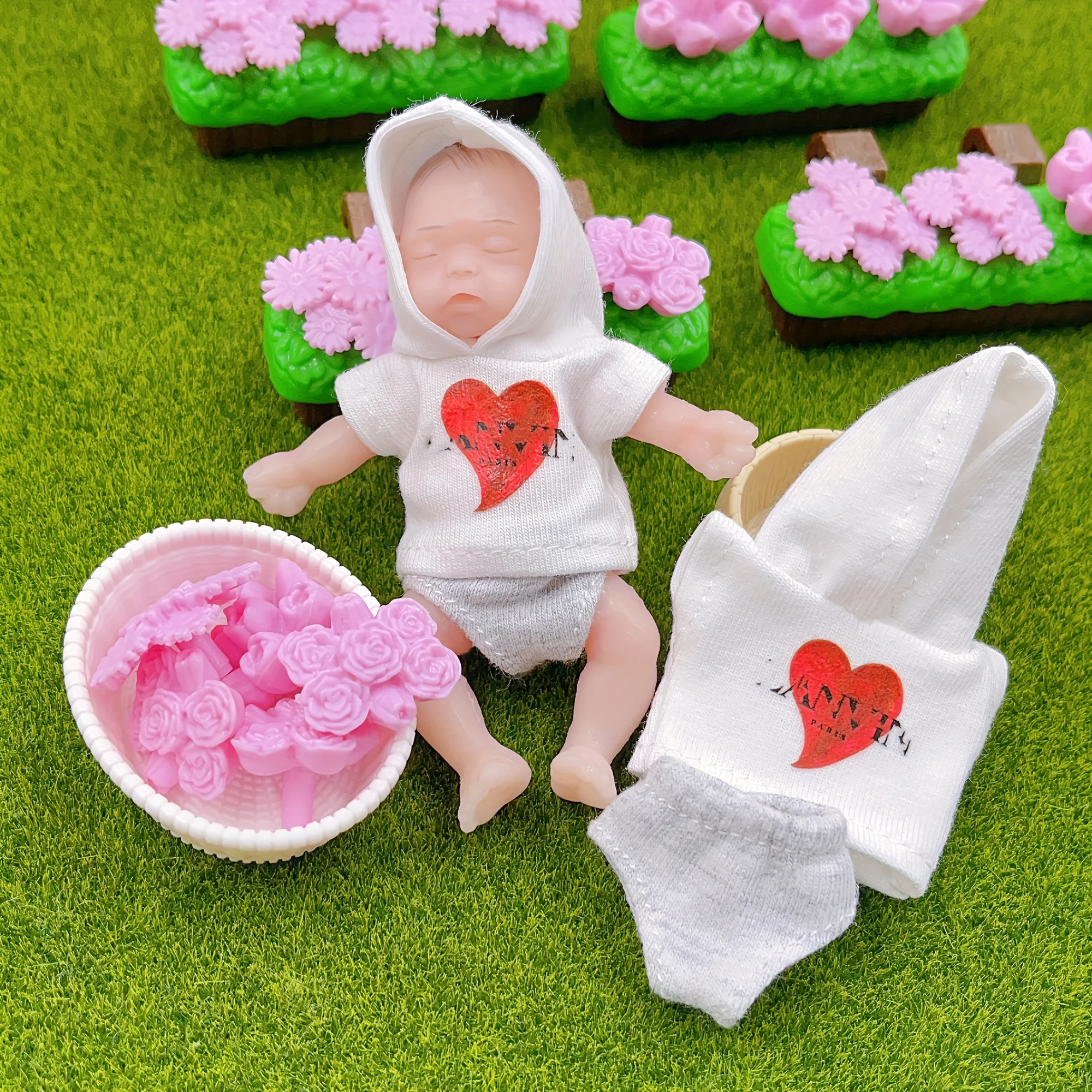 1Pc 8cm mini rebirth doll, solid silicone doll, handmade doll, palm doll art collection doll jewelr