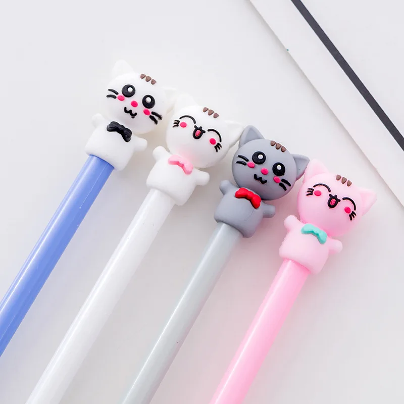 36 Pcs Wholesale, Creative Cute Lucky Cute Cat Styling Gel Pen, Black Water Pen Gel Pen Stationery Wholesale