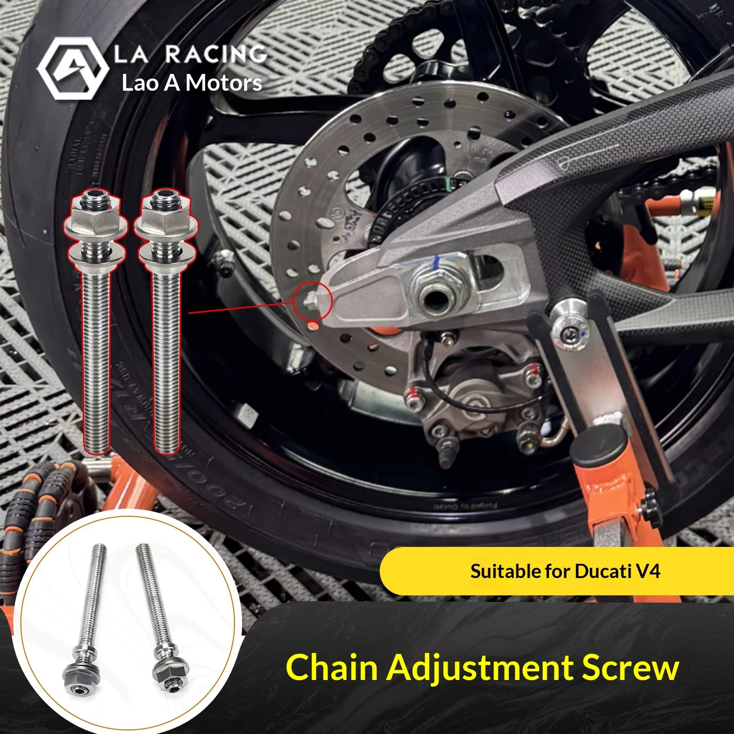 【Premium】For Titanium alloy chain adjustment screw for Ducati V4 modification, dedicated for car use
