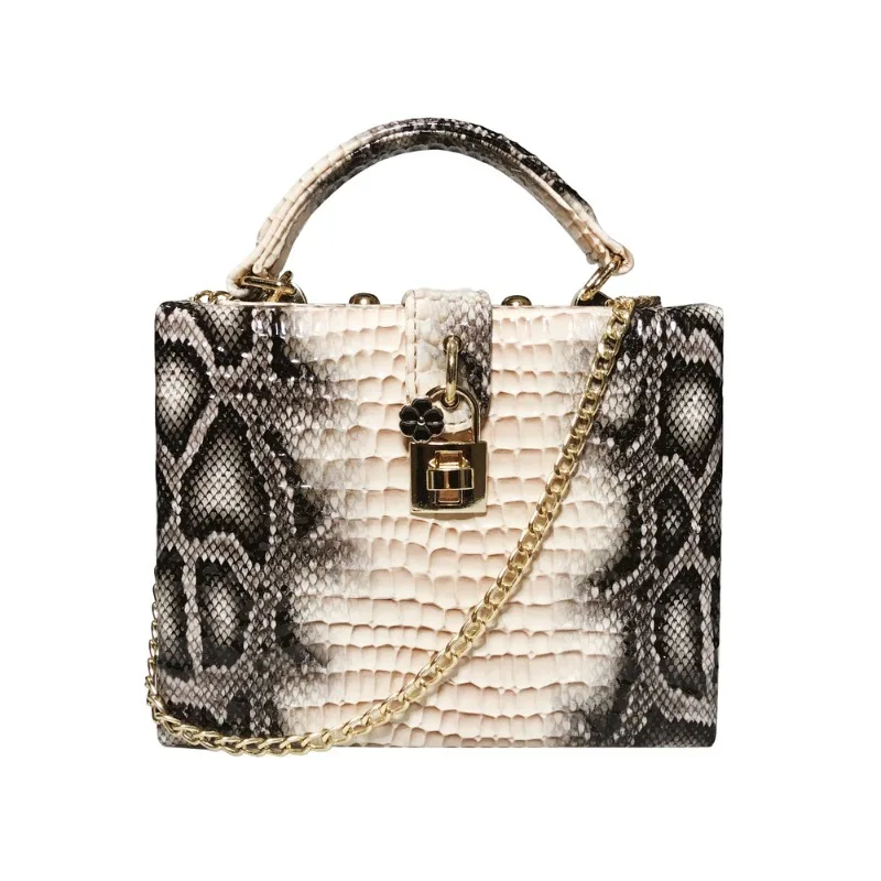 

Retro Concave Convex Snake Pattern Embossed Box Shaped Handbag Luxury Women Party Wedding Purse Fashion Clutch Evening Bag