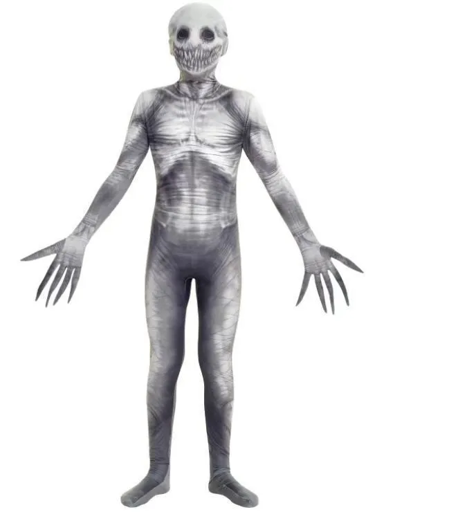 Kids Halloween Scary Skeleton Costume Child FullBody Death Jumpsuit Easter Devil Bodysuit Role-play Carnival Party Outfit Coplay view 3