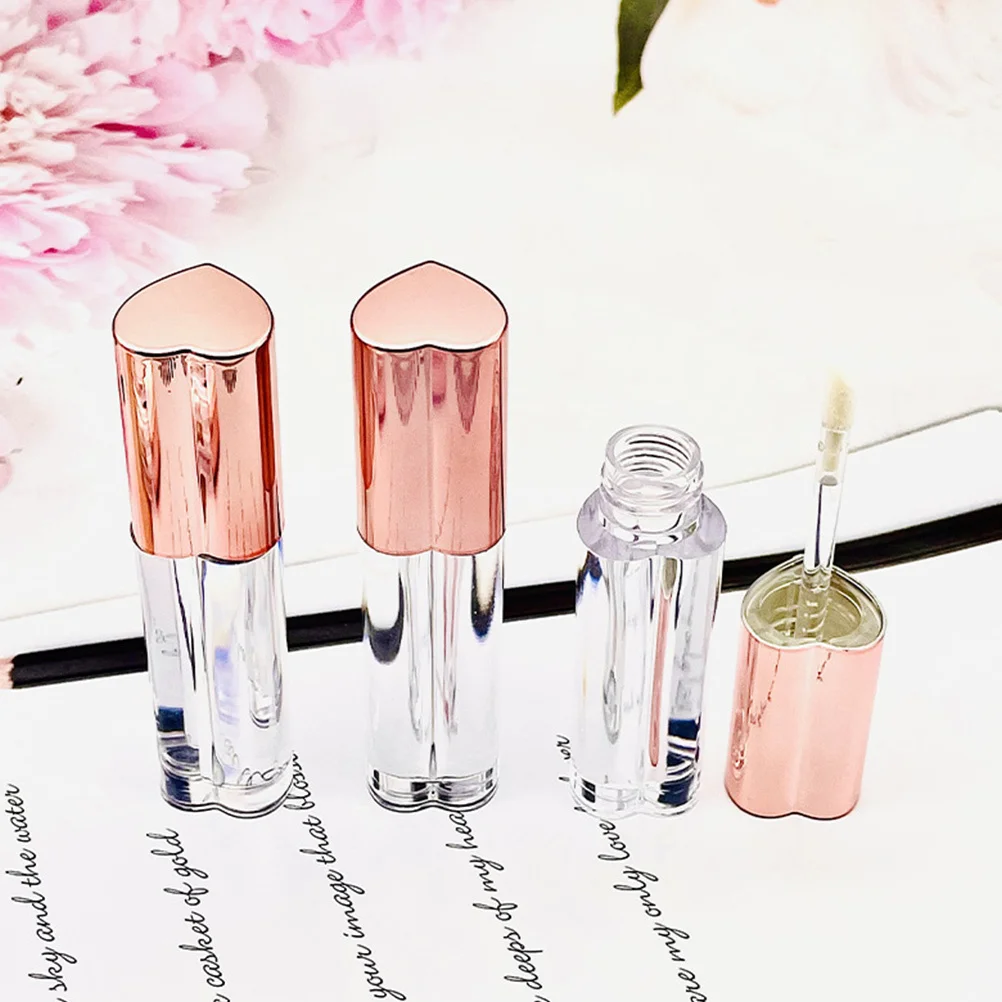 4 قطعة زجاجات ملمع الشفاه الفارغة أنابيب شفافة قابلة لإعادة الملء مع عصا قضيب للاستخدام أثناء التنقل أنابيب ملمع الشفاه #1