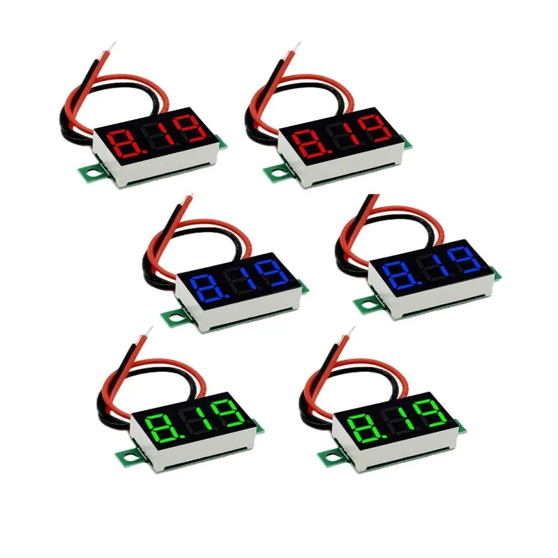 

6PCS 0.36 Inch DC 0-100V 2-Wire Mini Gauge Voltage Meter 3colors LED Display Digital Panel Voltmeter Meter Detector Monitor Tool