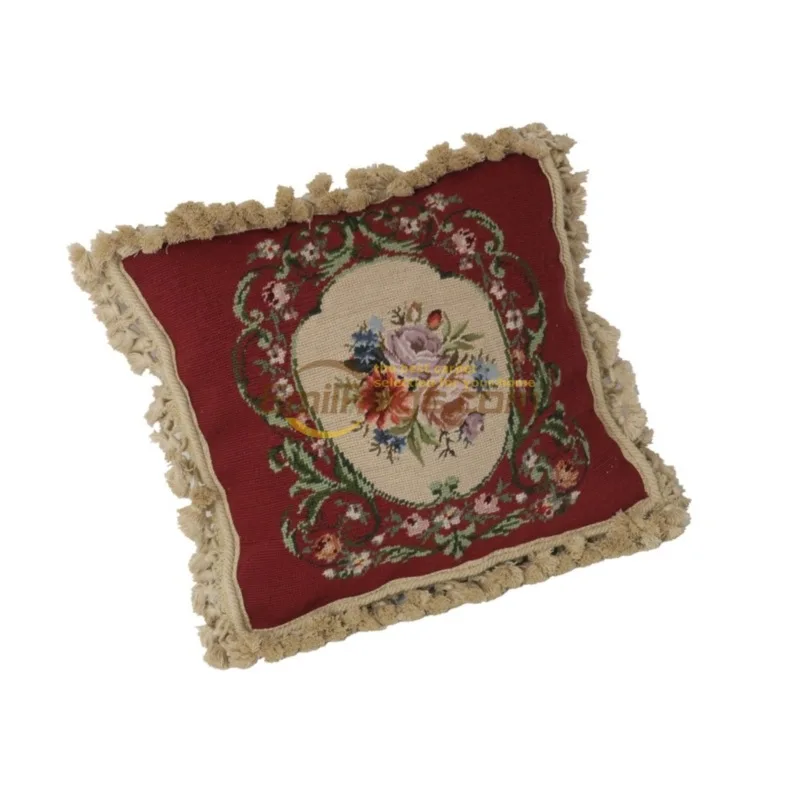 wreath victorian pillow  style embroidered woven needlepoint  european palace e baroque style pillow