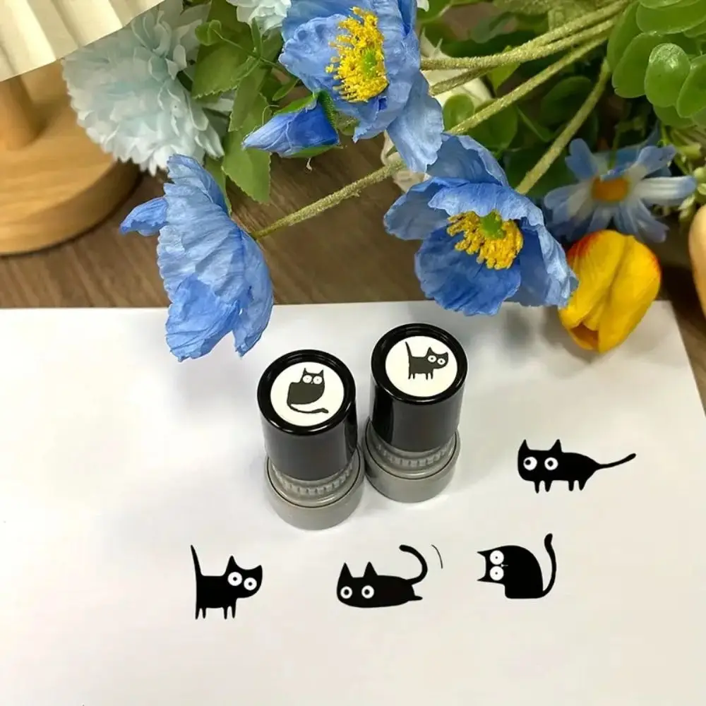 Carimbos de Gato Preto Duráveis em 4 Estilos, Designs de Animais, Carimbos de Gatinho para Impressões Limpa em Diários, Colagens e Material de Papelaria