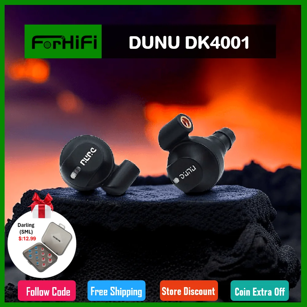 DUNU DK4001 DK-4001 Hi-Res Beryllium 5 Driver Hybrid MMCX Connector HIFI Earphone