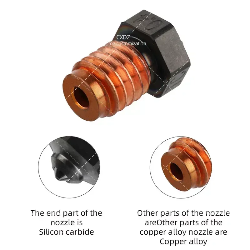 Wear Resistant Silicon Carbide Nozzle V6 3D Printer Accessories