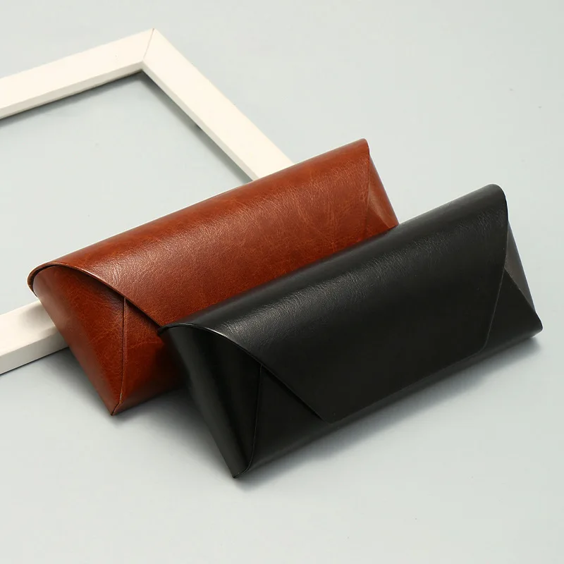 Vintage Leather Glasses Case Handmade, Retro Cowhide Eyeglass Holder Protective Storage Box for Sunglasses and Optical Frames
