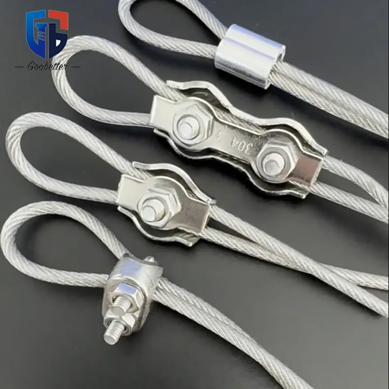 M2 M3 M4 M5 M10 304 Stainless Steel Wire Rope Double Clip Brake Cable Clamp Fastening Rope Clip Line Card Decorative Cord Clip