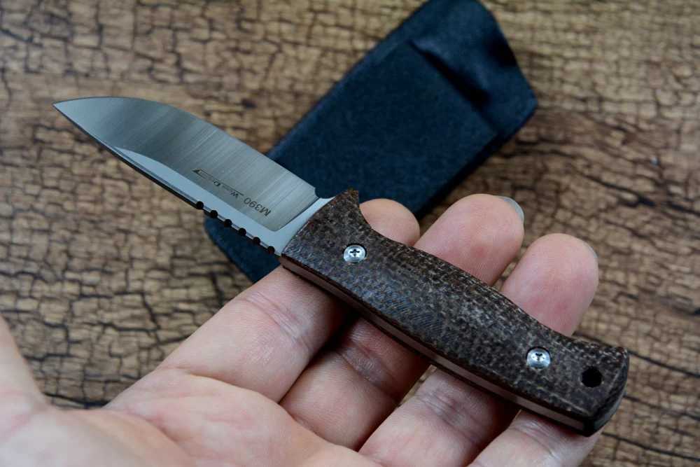 TWOSUN Coltello fisso EDC da caccia all'aperto Lama M390 Manico in micarta con fodero Kydex TS247