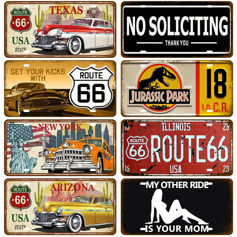 Retro Tin Sign Poster Plate Home Wall Decor Vintage Route 66 Poster Plaque Motorcycle Metal Sign For Bar Garage Car Club Art Oil