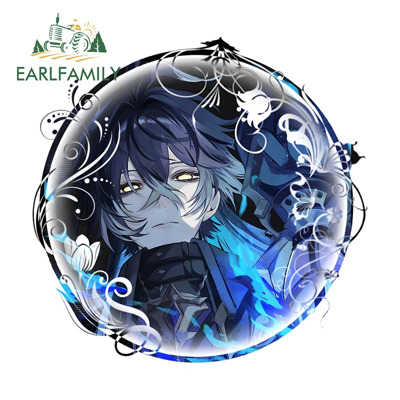 EARLFAMILY Flins Genshin Impact Car Stickers Creative Delicate Racing Drifting Decal Waterproof Car Door Protector Decor