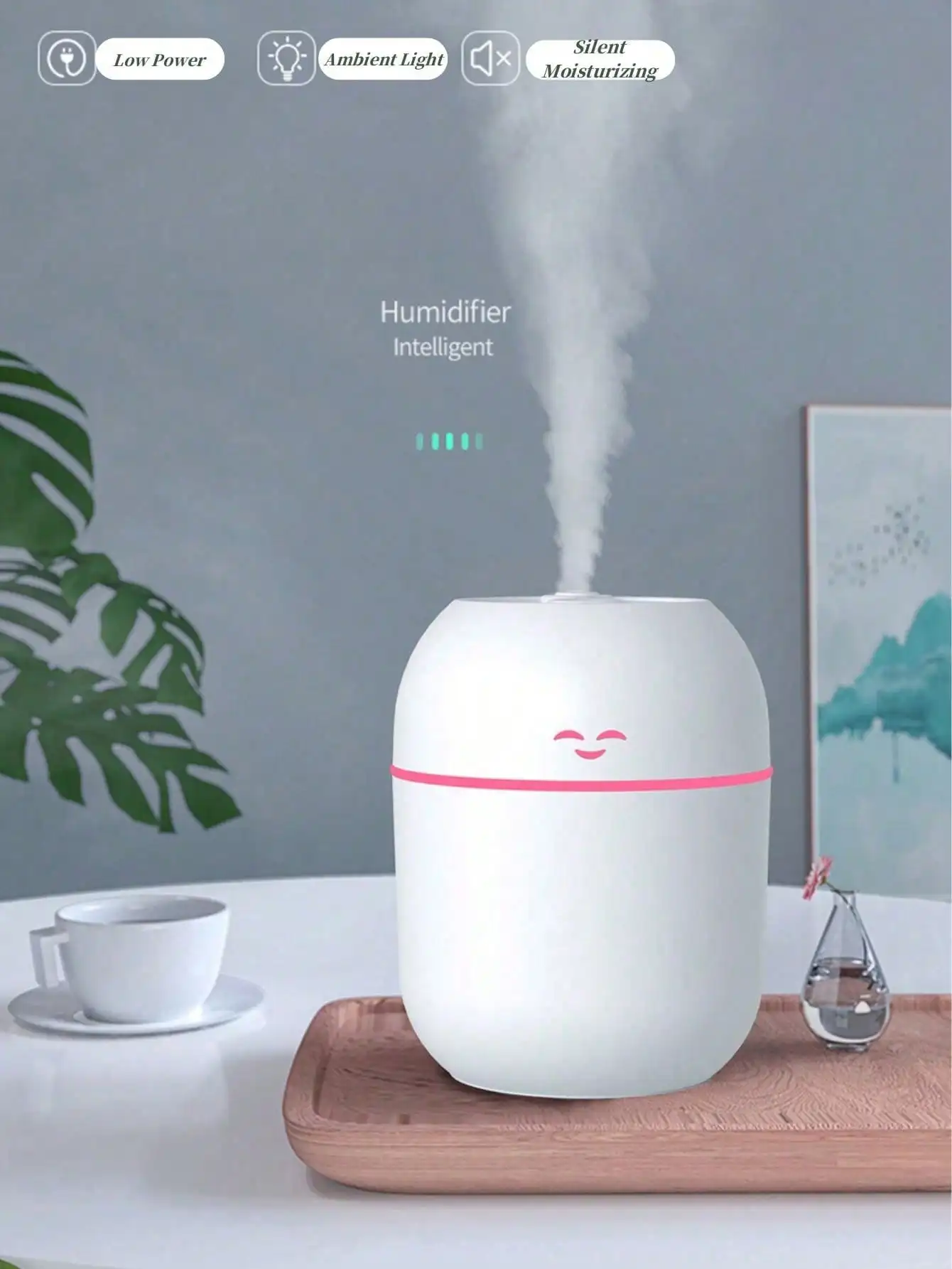 220ML USB Mini Aroma Diffusor Luftbefeuchter mit LED-Licht und Abschaltschutz für Zuhause und Auto, Ultraschall Geräuscharmer Nebelerzeuger – Detail 1
