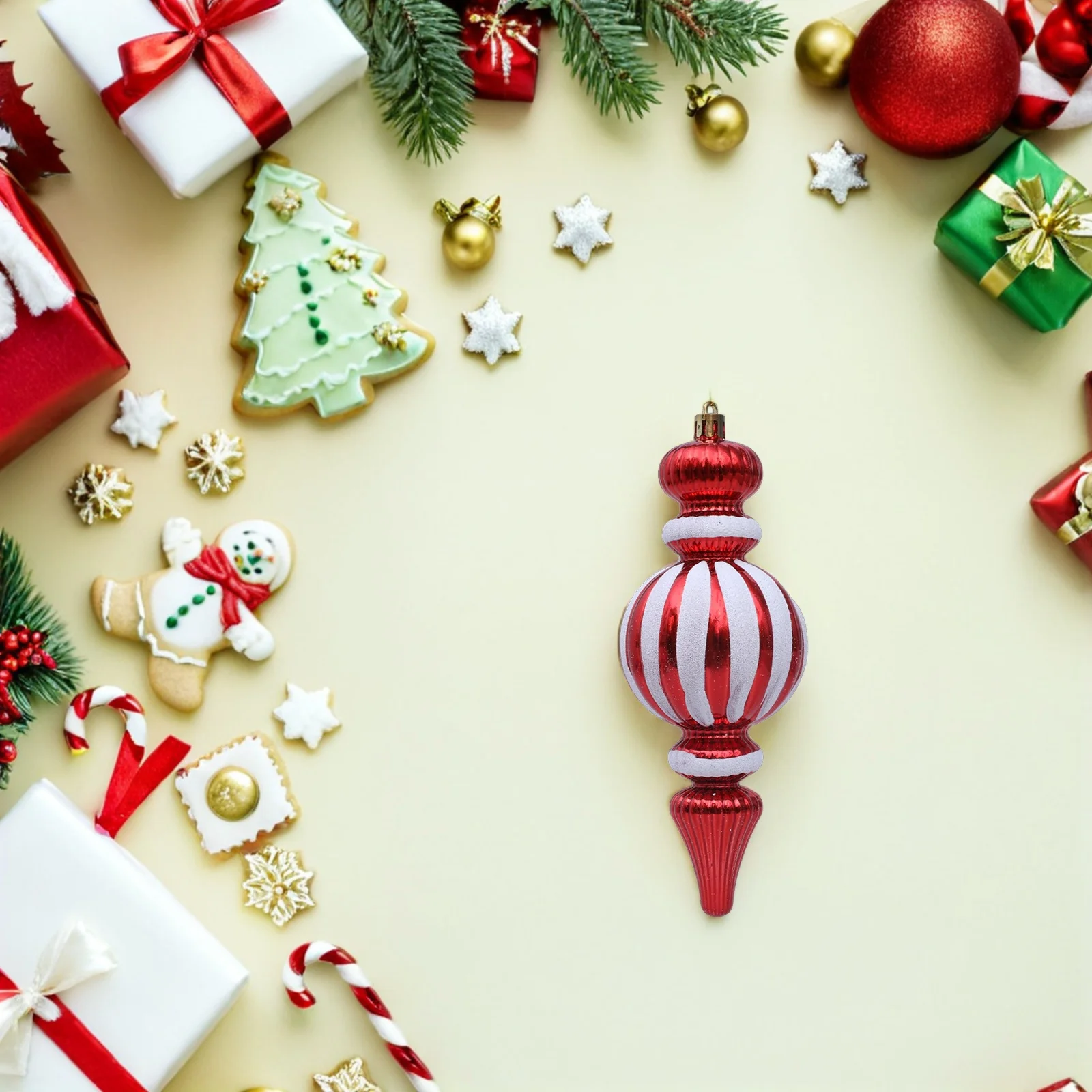 

4Pcs Red White Gourd Pendant Christmas Tree Ornaments Hanging Baubles Festive Holiday Decorations Mini Ornaments for Small Tree