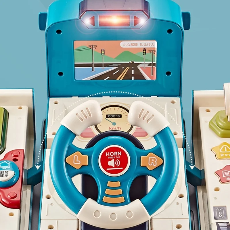 Baby Children's Steering Wheel Puzzle Bus Driving Steering Wheel Baby Toy Boy Transforming Bus Toy Multifunctional Bus