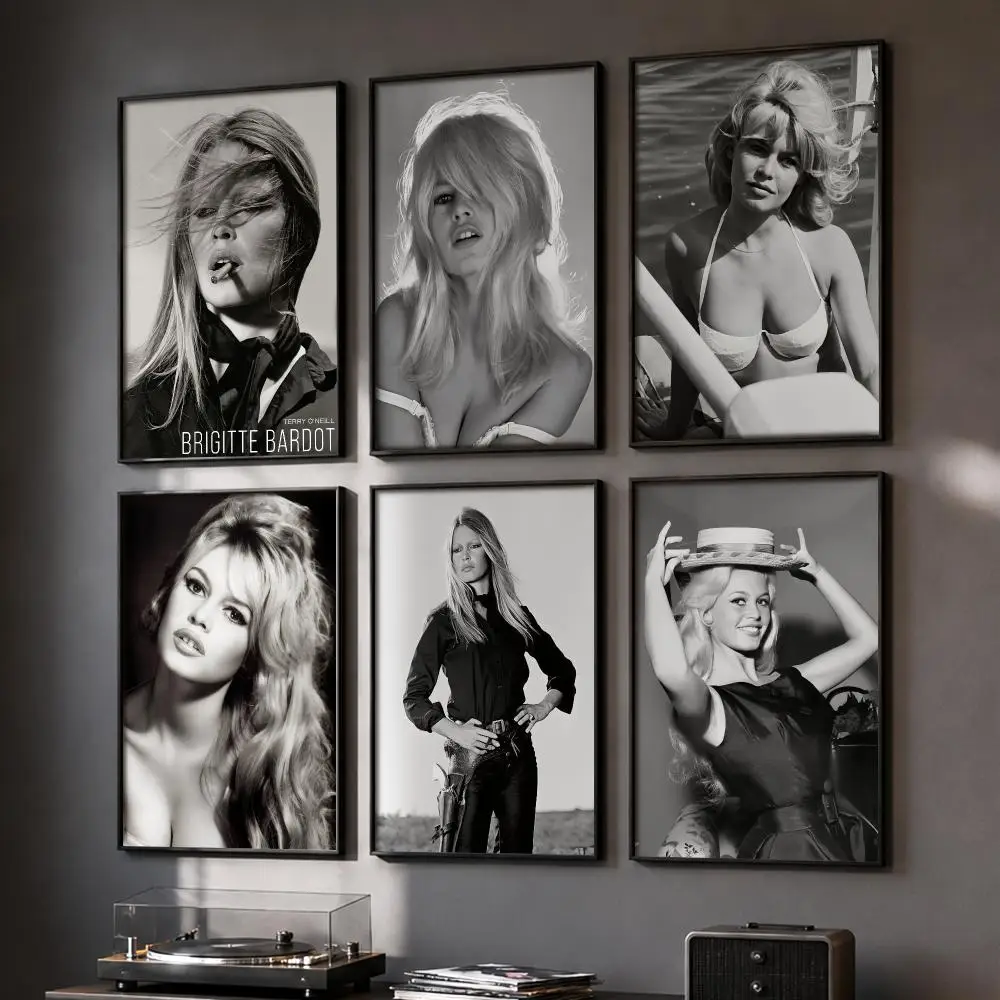 Pop Singer B_Brigitte B_Bardot Magazine Painting Canvas Poster Set Wall Artwork Prints for Bedroom Living Room Home Decor Gift