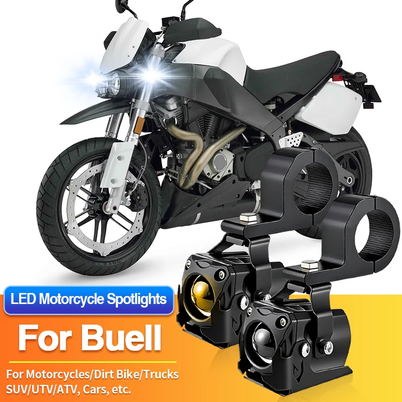 

1/2 шт. универсальные светодиодные противотуманные фары для мотоциклов, двухцветные прожекторы для Buell Thunderbolt/Ulysses/White Lightning X1W S1