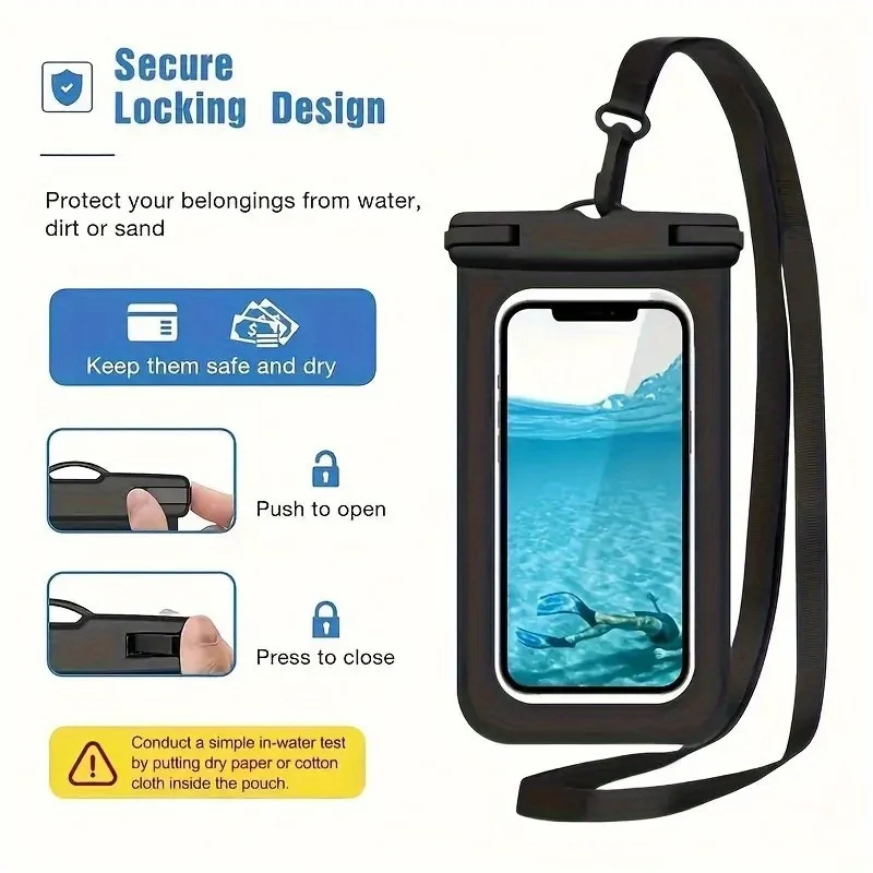 1pc Universal Waterproof Phone Pouch, Touch Screen Transparent for Swimming Diving Surfing, Hot Spring Dry Bag Scuba Gear