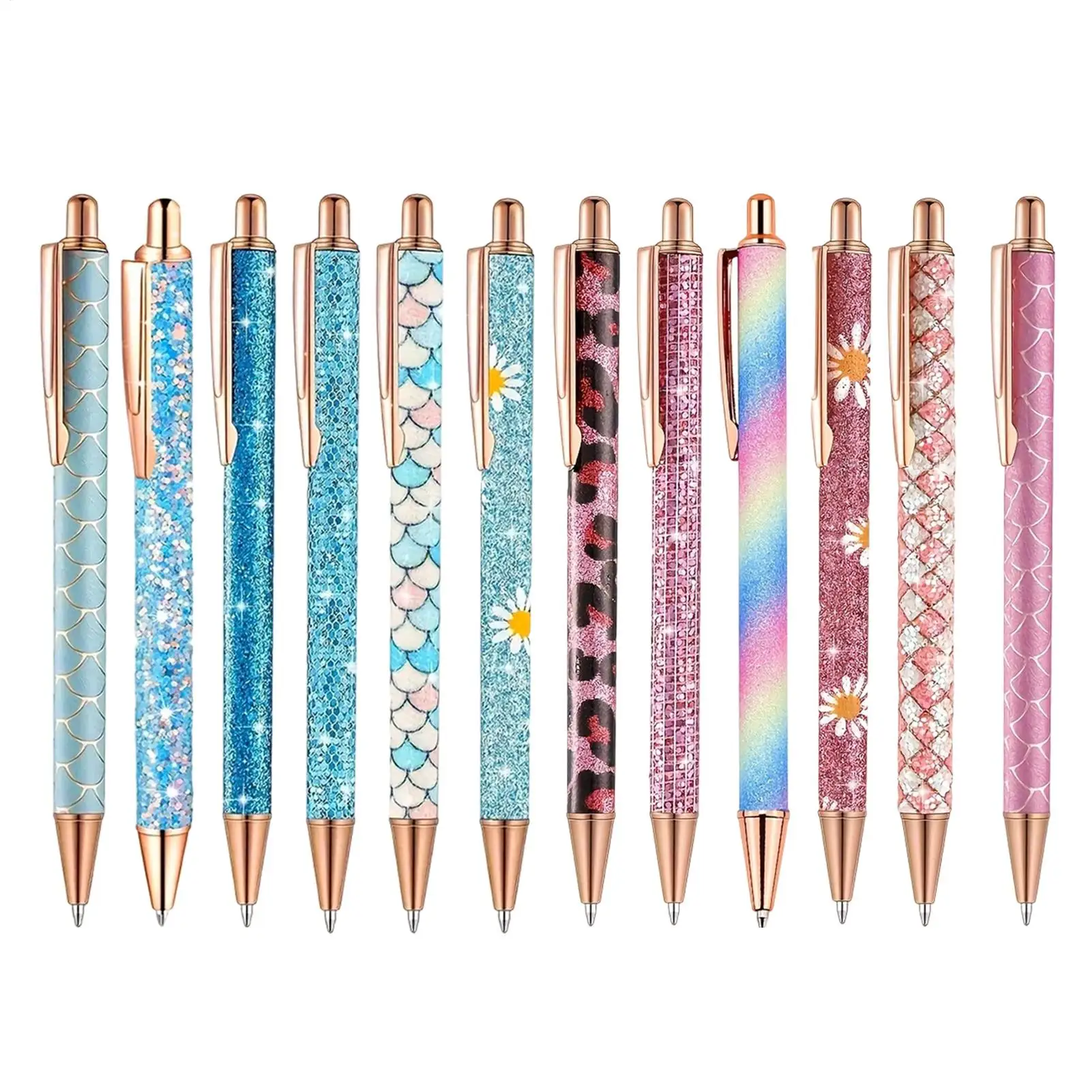 

6-pack Ballpoint Pen Aesthetic Shimmer Ergonomic 1.0 Mm Stationery Cute Cartoon Pattern Ballpoint Pen For School Student