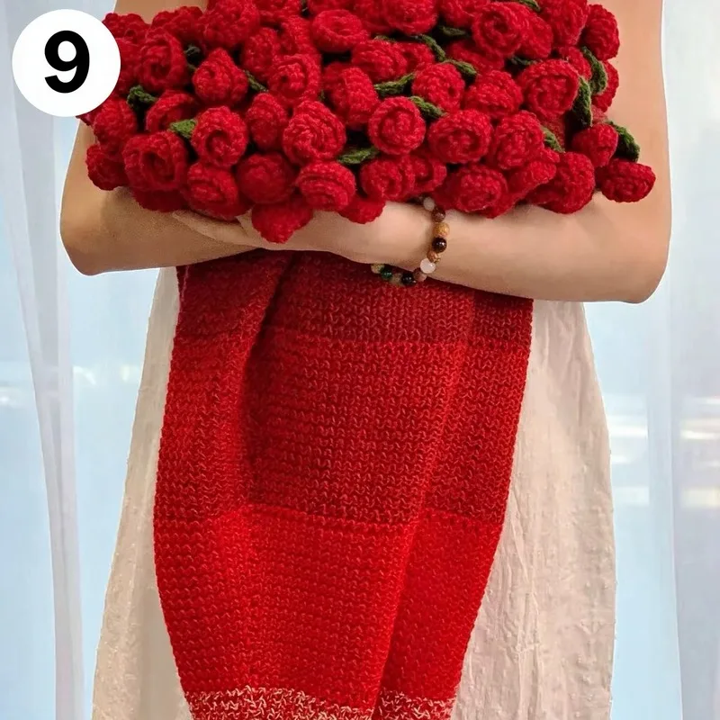 120cm Crocheted Rose Bouquet Blanket Finished Product Hand Knitted Flower Bouquet Blankets Home Decor Bed Sofa Throw Blanket