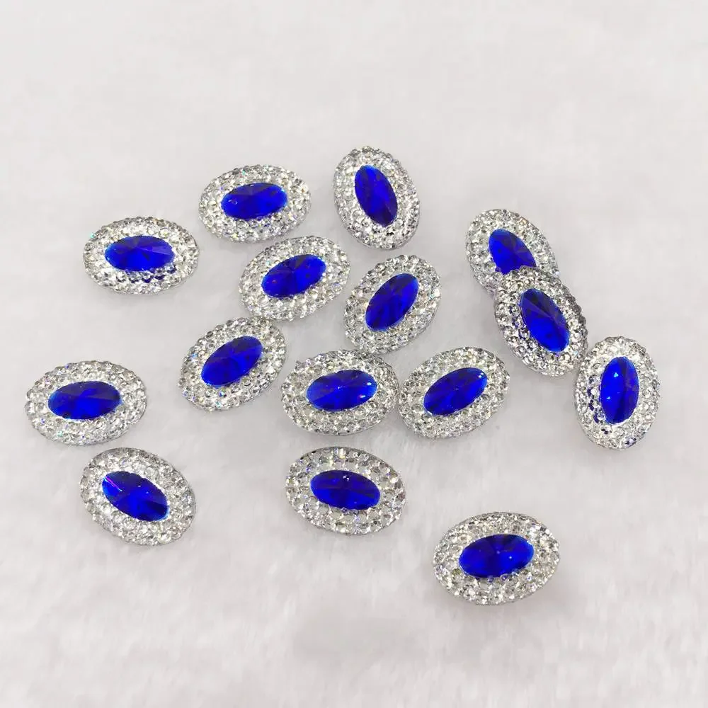 60pcs Resin 10*14mm Oval Gem flatback Bling rhinestone Ornaments DIY scrapbook Wedding appliques craft SW36