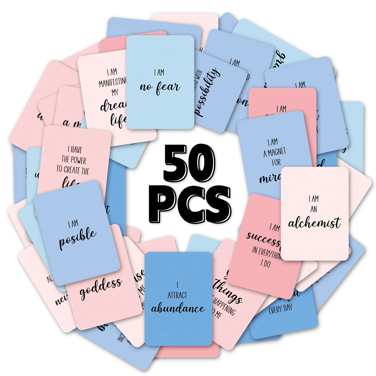 Cartes d'auto-affirmation de motivation, 50 pièces, avec encouragement des mots anglais, citation inspirante pour les cadeaux d'anniversaire de fête d'amitié