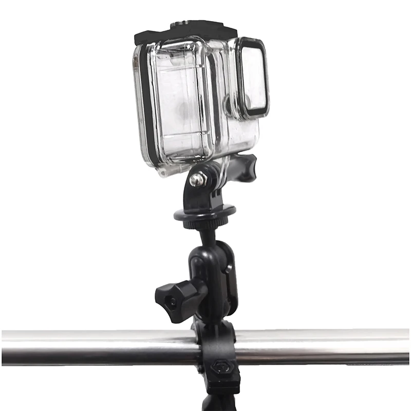 360° Motorcycle Bike Holder Handlebar Mount Bracket 1/4 Metal Stand For GoPro Hero 12 11 10 9 8 7 Insta360 X2 X3 DJI Osmo Action