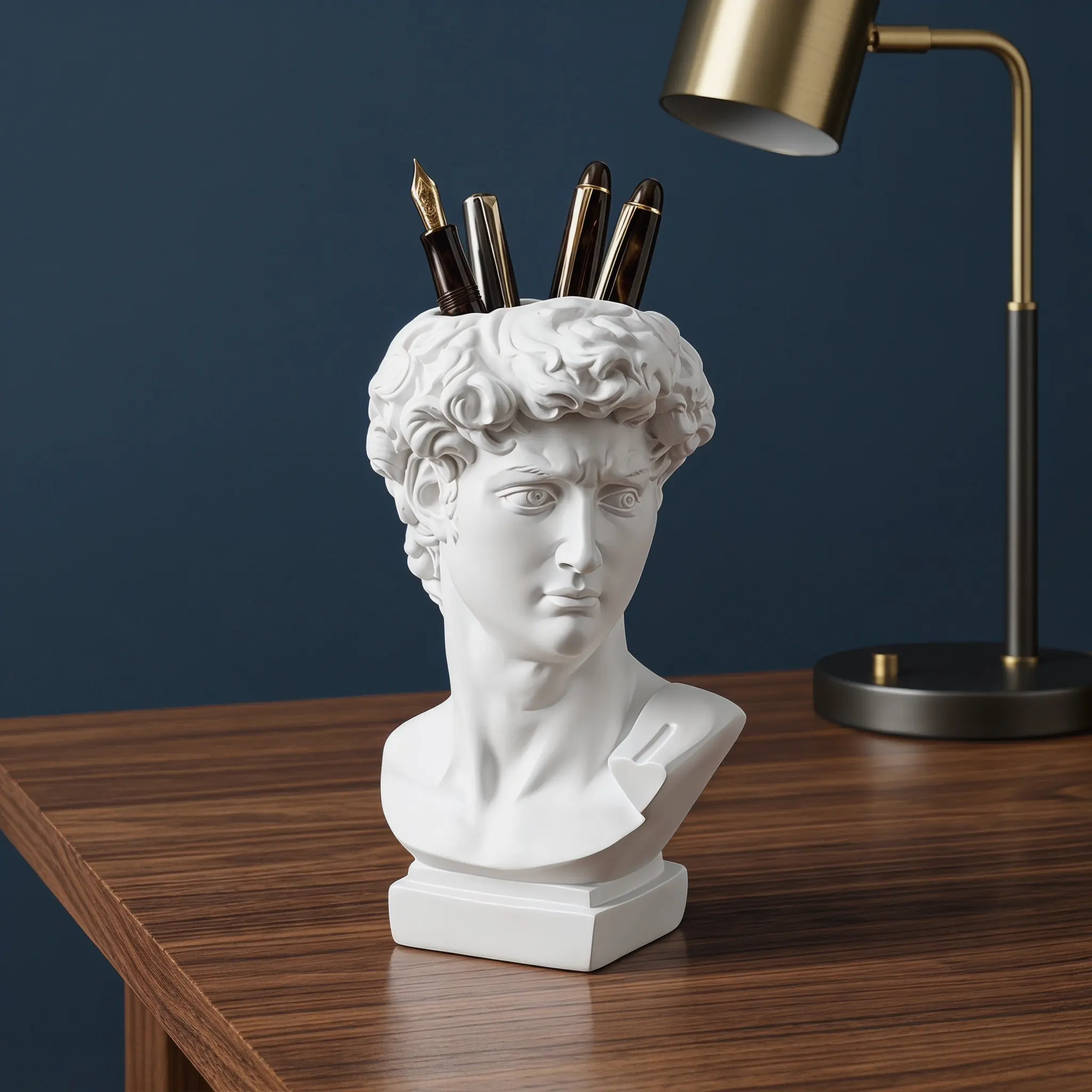 Black Resin David Statue Pen Holder Flower Vase Pencil Pot Bust Planter Makeup Brush Holder Artistic Desk Decor Renaissance