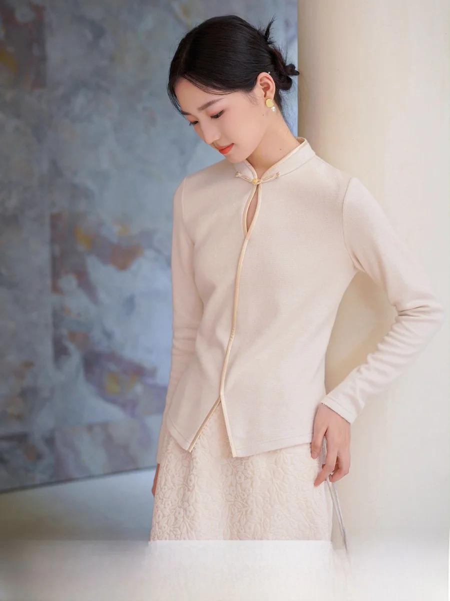 

Ele Simple New Chinese Sle Women's Knitted Wool Sweater Winter Base Layer Head over Heels Hollow out Design Commute Fas...