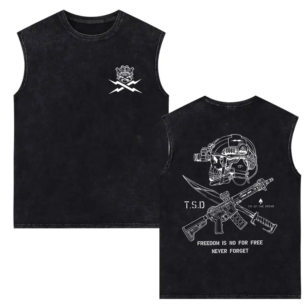 

Tip of The Spear X-ray Sparta Tactical Skeleton Washed Tank Tops Men Women Fashion Oversized Sleeveless Vest Male Cotton Tshirt