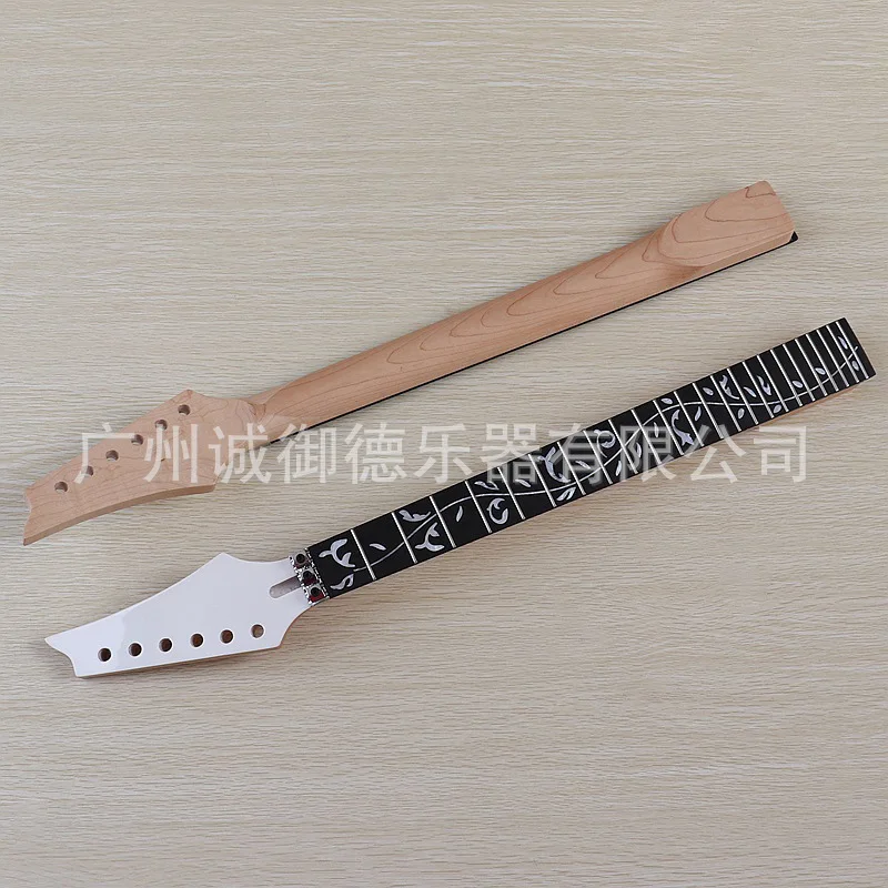 

Electric guitar neck, double-cranked 24 fret white scallop decorated fingerboard, DIY modified guitar handle