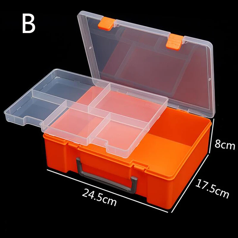 Transparent Plastic Storage Box Rectangle Hardware Storage Case With Locking Handle Removable Compartment Tool Boxes