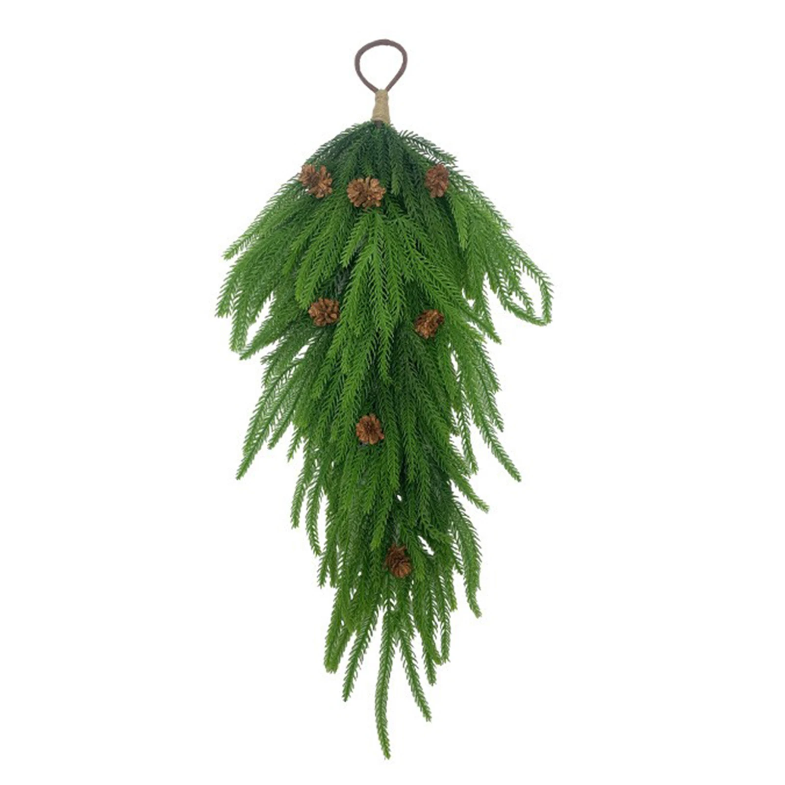 

Christmas Artificial Pine Needle Wall Hanging Plant Door Swag Teardrop Green Garland Holiday Gift Diy Xmas Wreath Home Decor