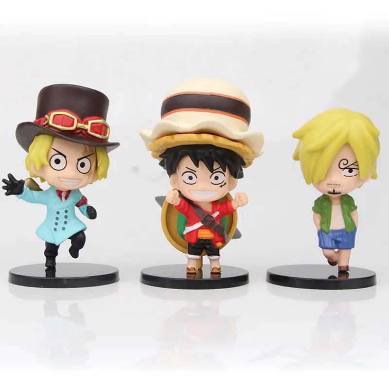 6Pcs 10-11cm One Piece Anime Figures Luffy Law Sabo Sanji Zoro Nami Anime Model Toys Birthday Gifts