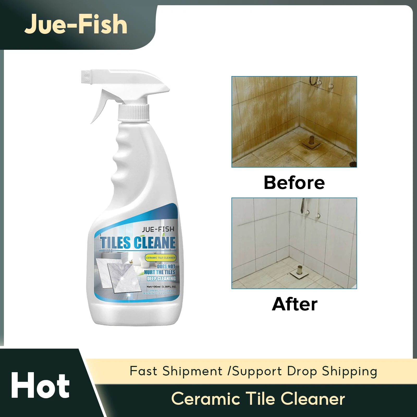 Ceramic Tile Cleaner Deep Cleaning Yellowing Dirt Remover Metal Scratch Repair Antibacterial Descaling Agent for Toilet Bathroom