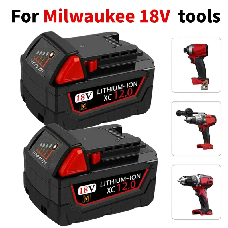 

12.0Ah 18V Сменный аккумулятор для Milwaukee M18 XC 48-11-1850 48-11-1840 48-11-1820 48-11-1860 2604-22 2604-20 2708-22 2607-22