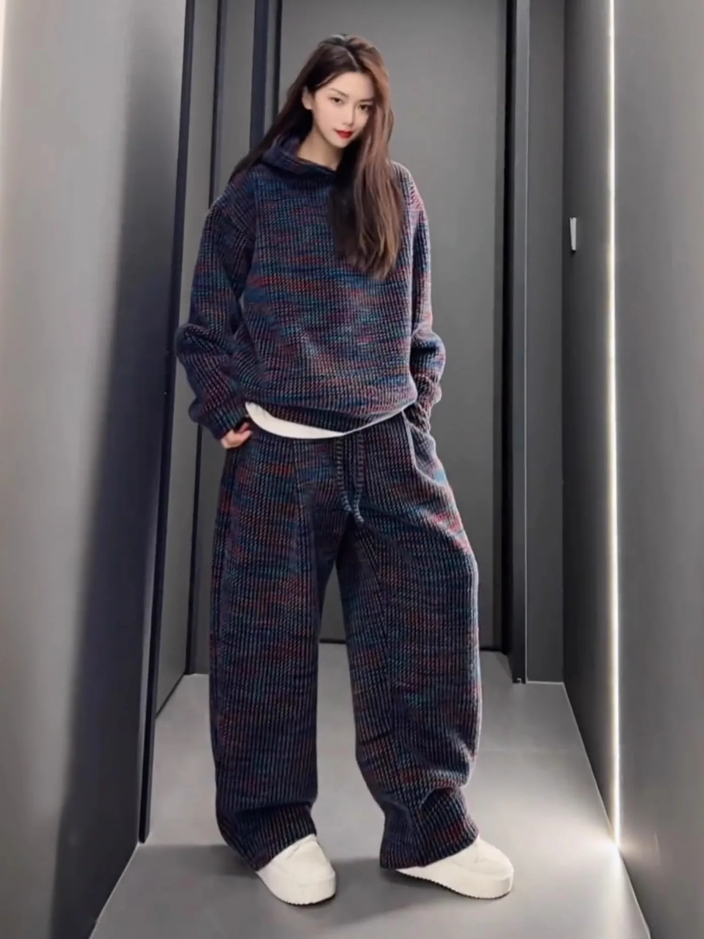 

Winter Thiened Fce Lined Casual Sports Two Piece Set Men's Hoodie Straight Leg Pants Comfortable Warm Cotton Blend Youth