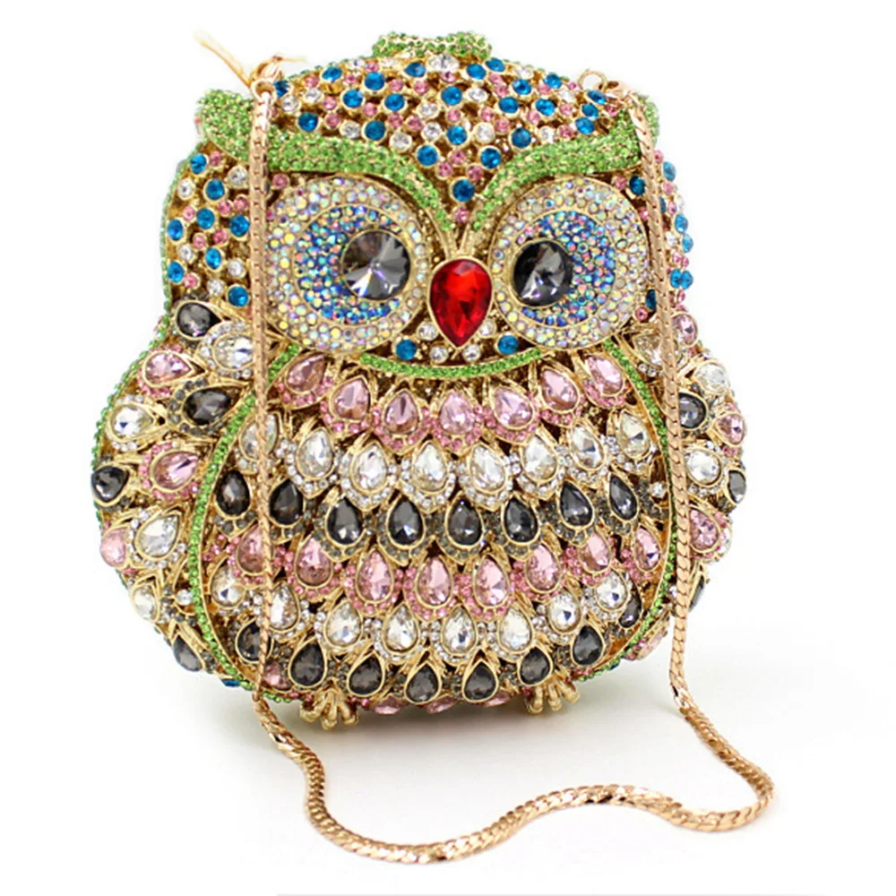 

Owl Shape Multi-Colored Rhinestone Crystal Women Evening Clutch Purse Luxury Lady Party Bags Prom Clutches Female Handbags