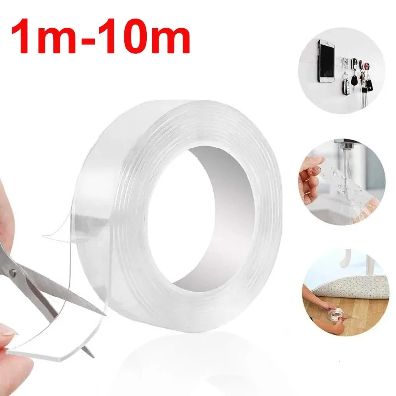 1-10M Double-sided Adhesive Nano Tape 20-50mm Width Reusable No Trace Waterproof Ultra-strong Tape Strip Clear Mounting Tape