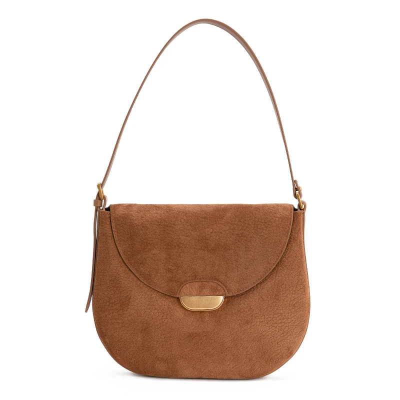 Women\'s Bag New Suede Bag 100% Soft Faux Leather Saddle Vintiage Messenger Large Capacity Handbag Shoulder New Venof 2024 Bag