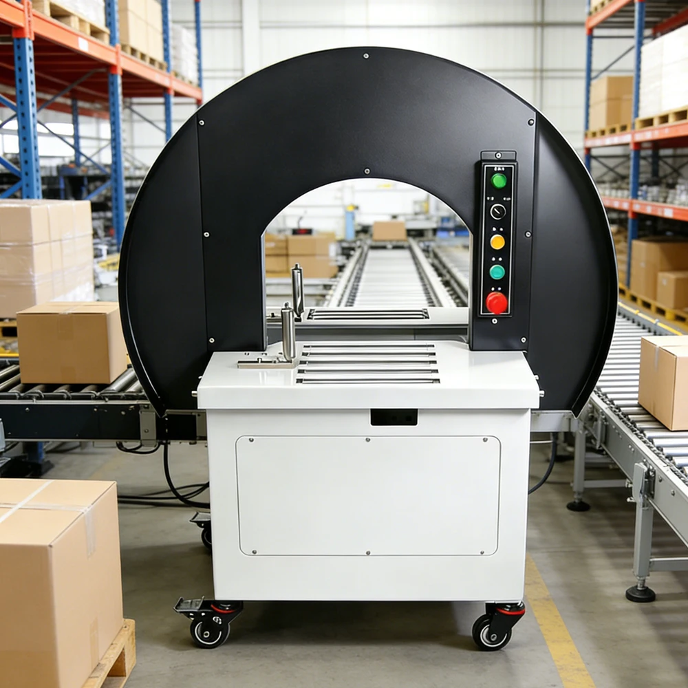 220V Electric Winding Vertical Machine Wrapper Carton Box Automatic Annular Stretch Film Roll and Tape Wrapping Machine