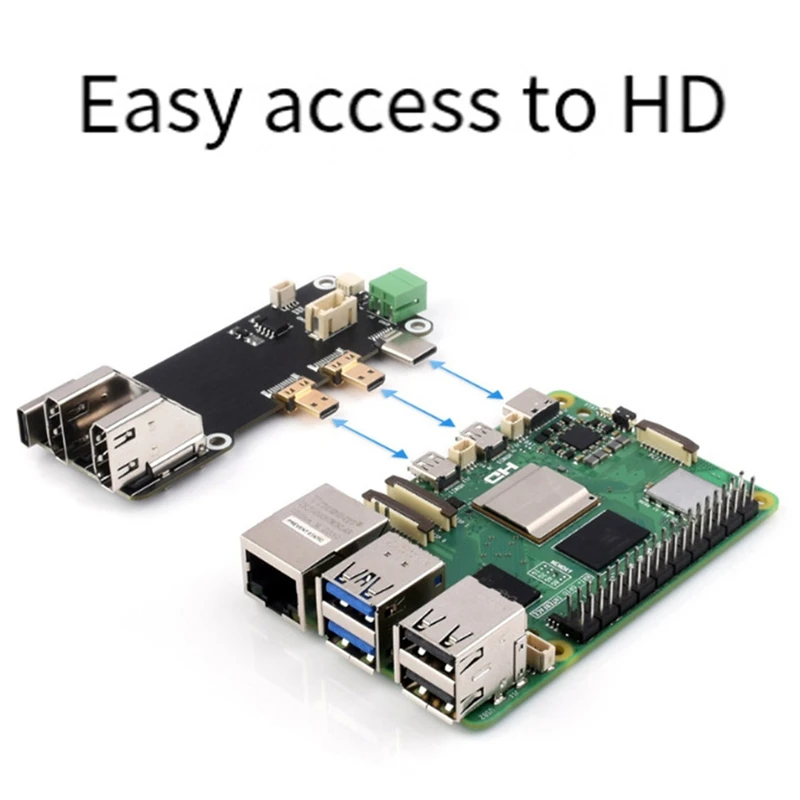Mini -Compatible To -C Multifunctional Adapter Two Power Supply Methods Dual 4K Output For Raspberry Pi 5 / 4B