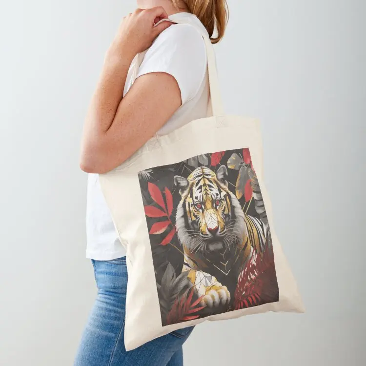 

Tiger II Endangered Animal Species Abstract Geometric Art Digital Wildlife Collection Tote Bag