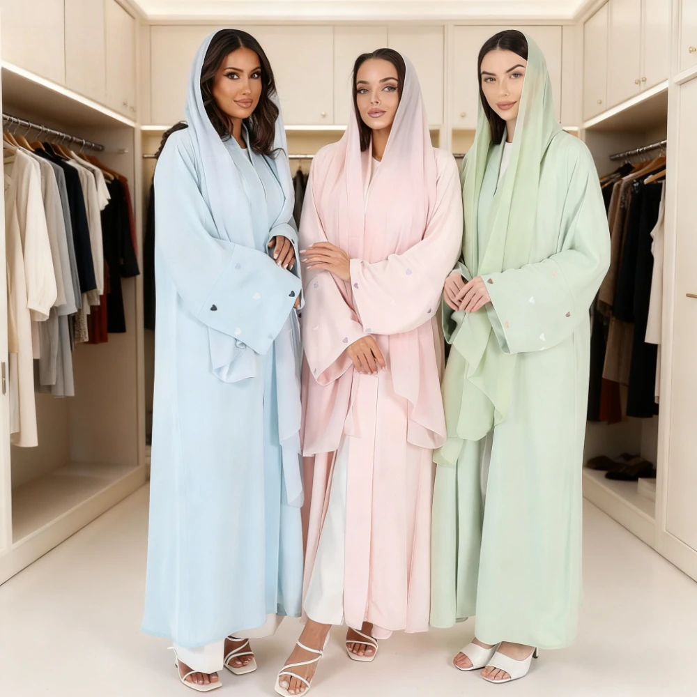 

Абая Женщины Любовь Сердце Вышивка Мусульманский Без Шарфа Ид Кардиган Марокко Рамадан Абая Кафтан Ислам Дубай Арабский Длинный Халат