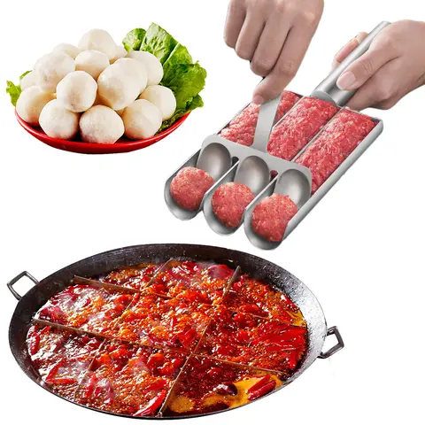 Non Stick Round Fish Beef Rice Ball Making Device Easy-Release Non-Stick Meatball Mold Stainless Steel DIY Meat Rice Ball Maker