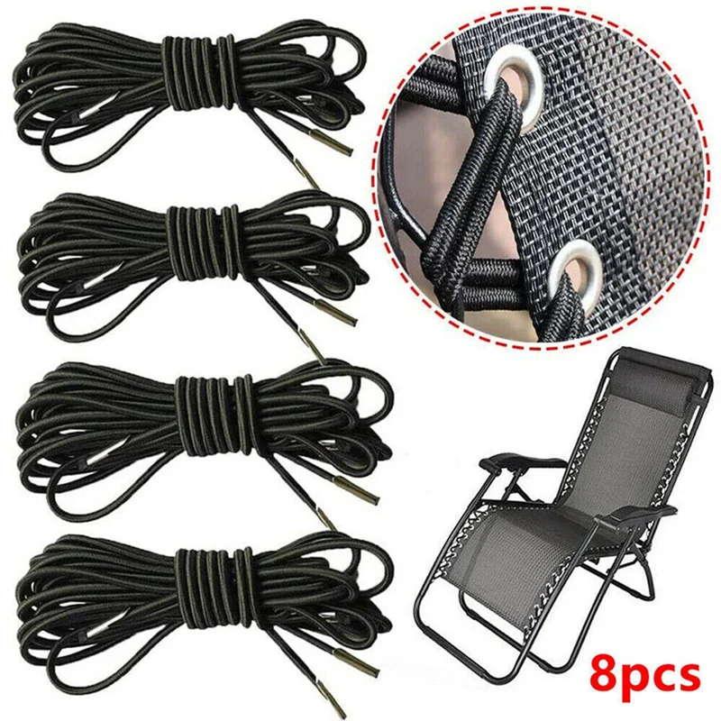 A04I 8Pcs Elastic Camping Multistrand Dichotomanthes Rope Sun Loungers Fixing for Recliners Chair Repair Rope Cord Kit