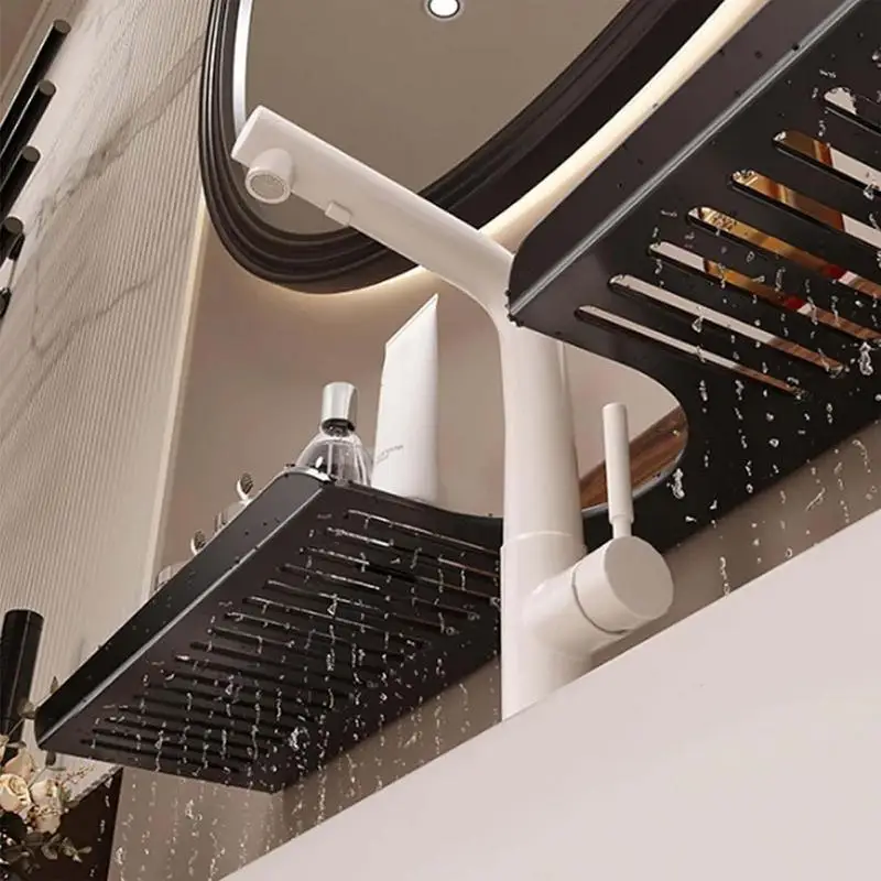 

Bathroom Shelf Suction Cup Wall Mount Shower Shelf Over Faucet Sink Rack Shampoo Holder No Drill Storage Rack Tray Stand Holder