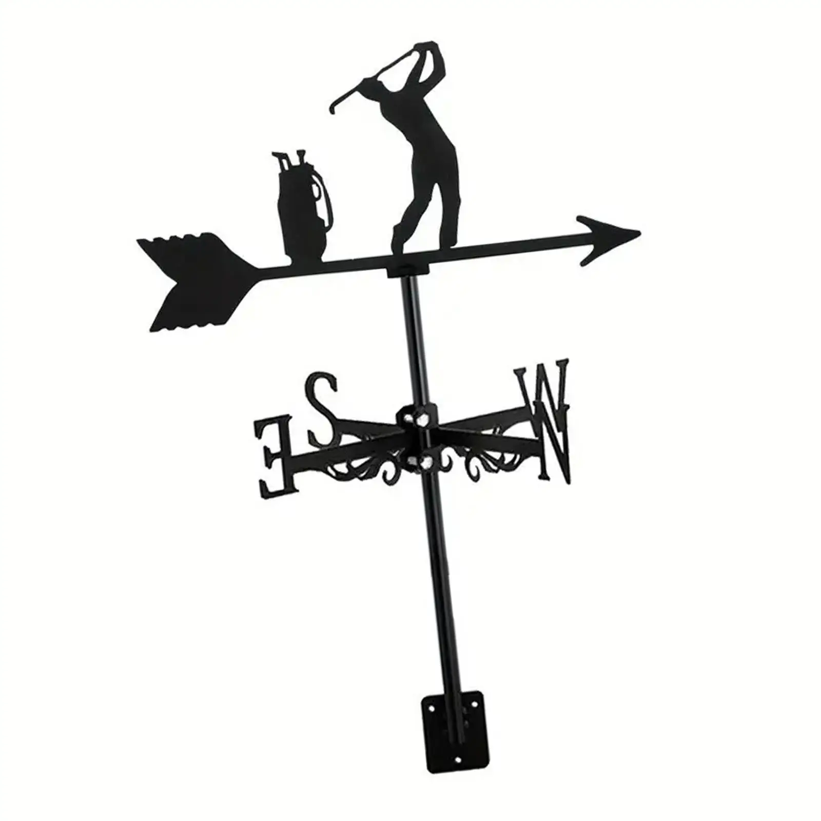 

Wrought Iron Farm Scene Golf Weathervane Roof Mount Wind Direction Measuring Instrument for Yard Barn Garage Courtyard Outdoor